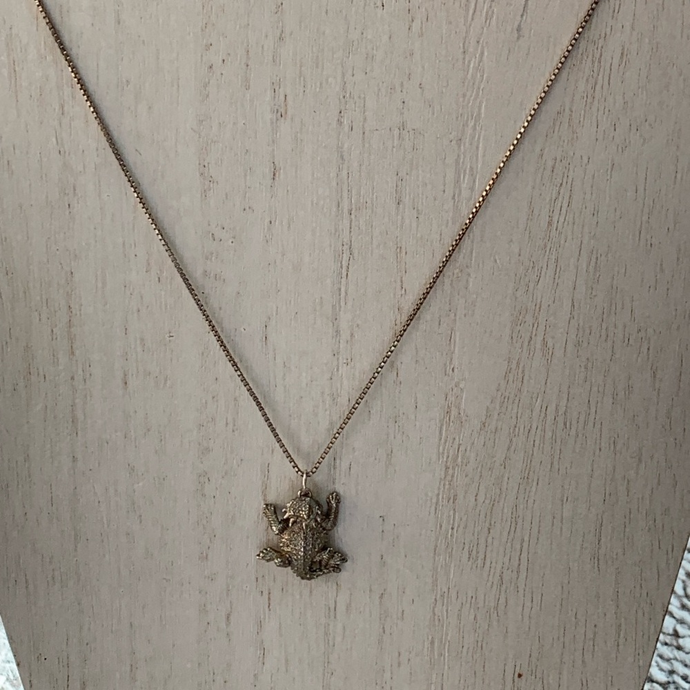 Sterling Silver Horned Toad Lizard Pendant Necklace 925 Italy Box Chain - Picture 9 of 10